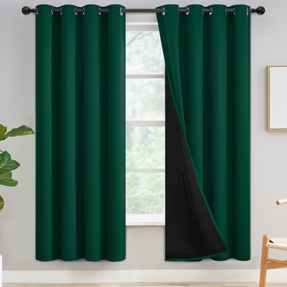Yakamok Burgundy Red Blackout Curtains 84 inches Long for Bedroom 38" Wide