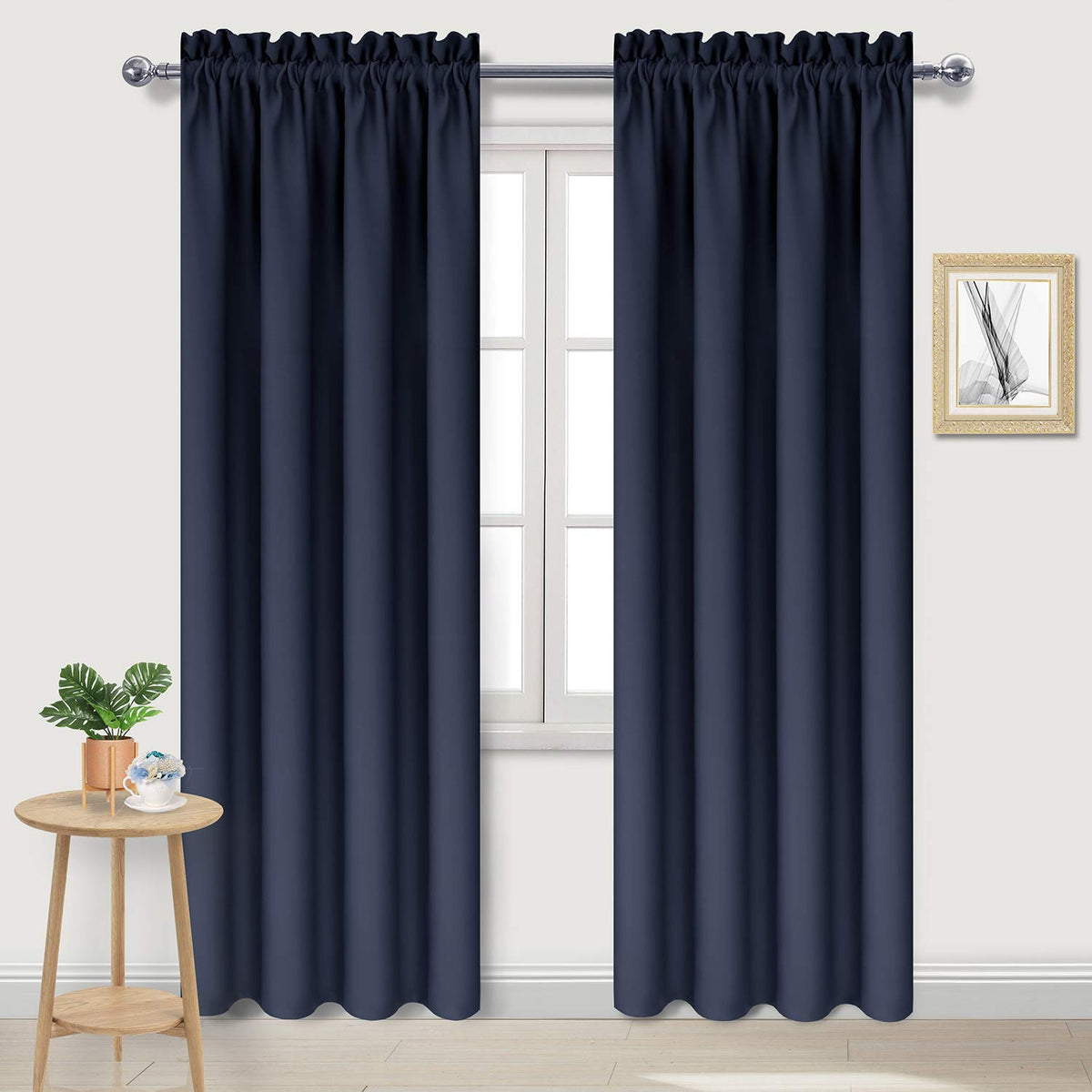 DWCN Blackout Curtains for Bedroom Living Room 42 x 63 Inch Long Black