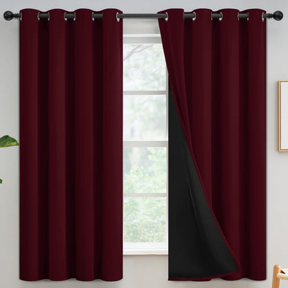Yakamok Burgundy Red Blackout Curtains 84 inches Long for Bedroom 38" Wide