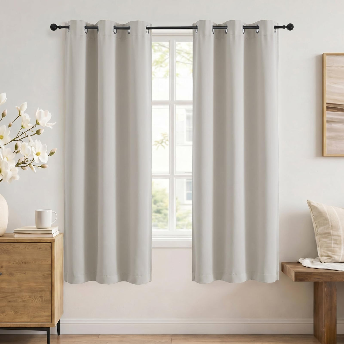Simplebrand Sage Green Blackout Curtains 84 Inch Length 2 Panels Set for Bedroom/Living Room, Solid Room Darkening Thermal Insulated Grommet Energy Saving Window Treatment Drapes, Each 52" Wide