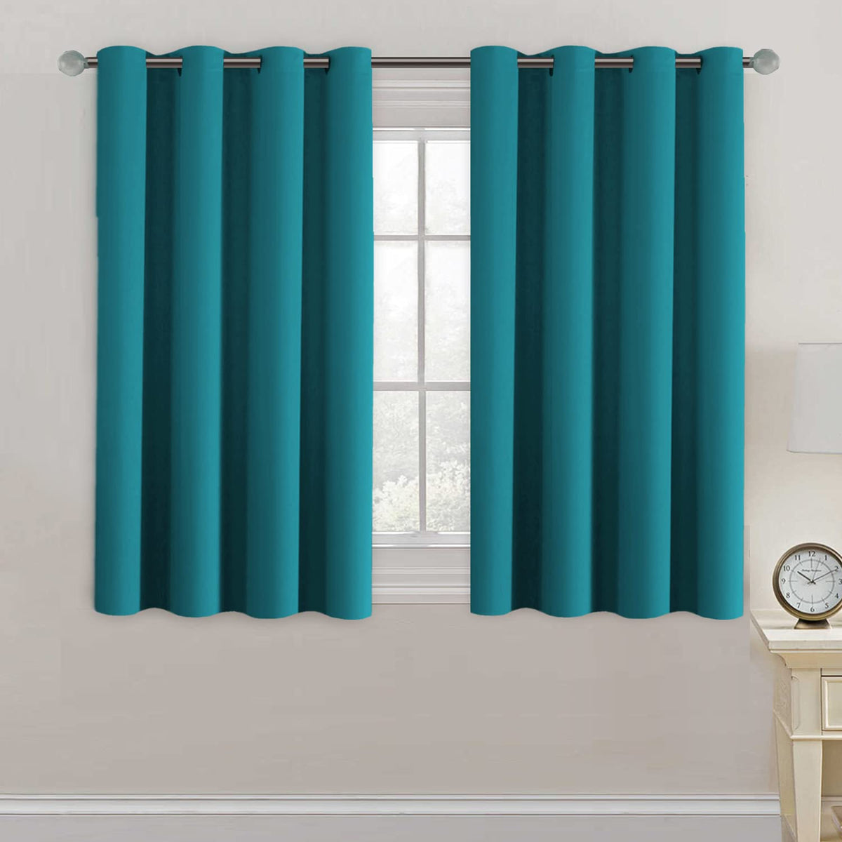 H.VERSAILTEX 100% Blackout Curtains for Bedroom Black Out Curtains 96 inch Thermal Insulated Long Blackout Curtains for Living Room, Energy Saving Curtains for Patio Door Grommet (1 Panel, Jet Black)