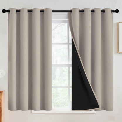 SimpleHome Cream 100% Blackout Curtains Room Darkening Living Room 84 Inch
