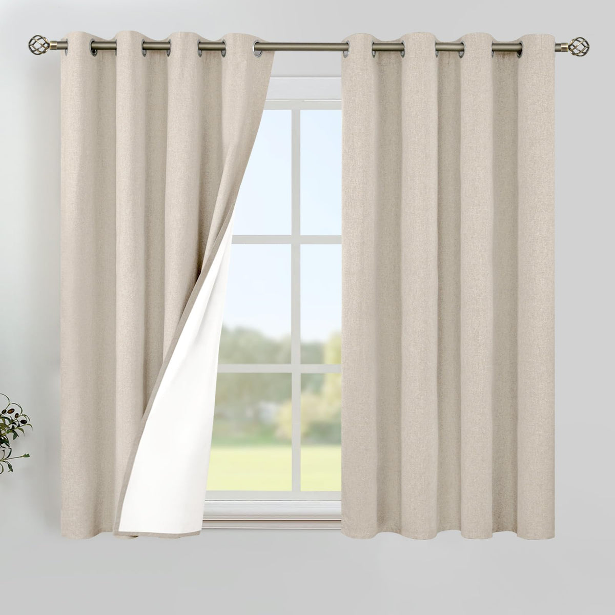 YoungsTex Black Blackout Curtains for Bedroom, Thermal Drapes Heat Blocking