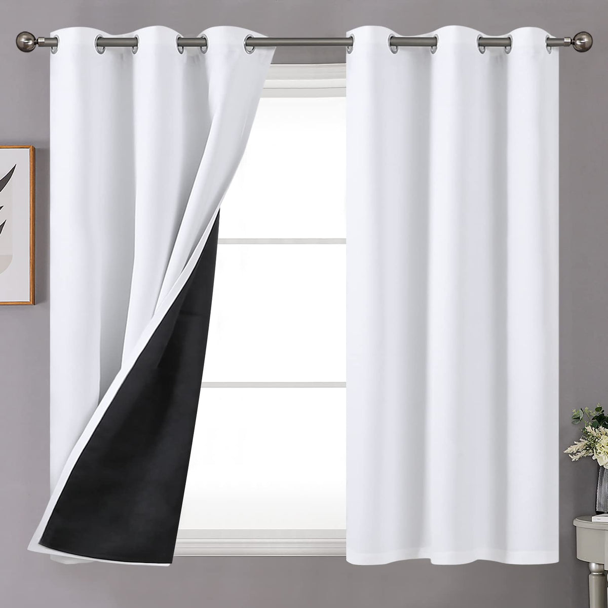 YoungsTex Black Blackout Curtains for Bedroom, Thermal Drapes Heat Blocking