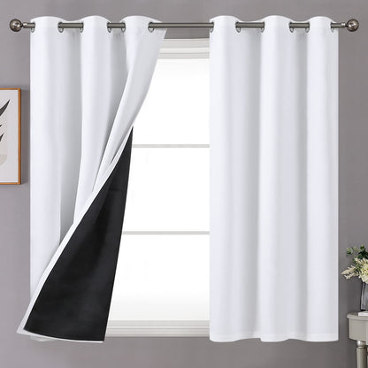 YoungsTex Black Blackout Curtains for Bedroom, Thermal Drapes Heat Blocking