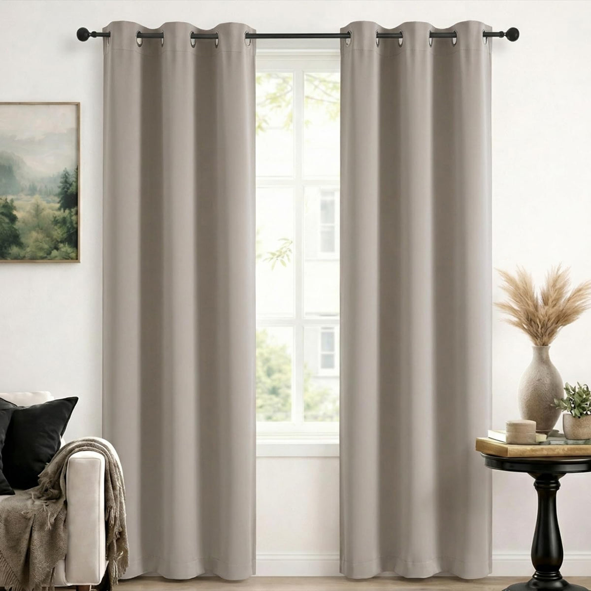 Simplebrand Sage Green Blackout Curtains 84 Inch Length 2 Panels Set for Bedroom/Living Room, Solid Room Darkening Thermal Insulated Grommet Energy Saving Window Treatment Drapes, Each 52" Wide