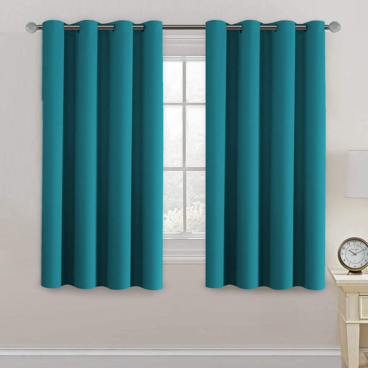 H.VERSAILTEX 100% Blackout Curtains for Bedroom Black Out Curtains 96 inch Thermal Insulated Long Blackout Curtains for Living Room, Energy Saving Curtains for Patio Door Grommet (1 Panel, Jet Black)