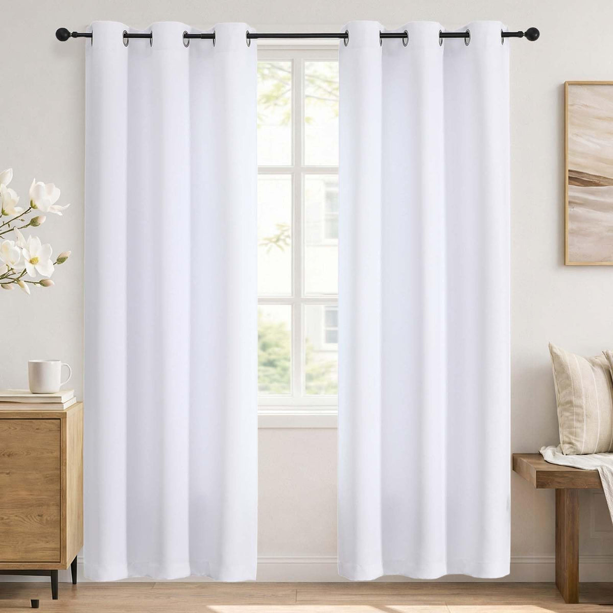 Simplebrand Sage Green Blackout Curtains 84 Inch Length 2 Panels Set for Bedroom/Living Room, Solid Room Darkening Thermal Insulated Grommet Energy Saving Window Treatment Drapes, Each 52" Wide