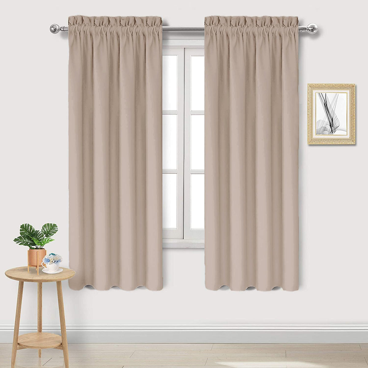 DWCN Blackout Curtains for Bedroom Living Room 42 x 63 Inch Long Black