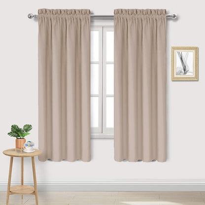 DWCN Blackout Curtains for Bedroom Living Room 42 x 63 Inch Long Black