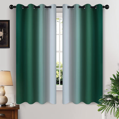 Yakamok Ombre Curtains Blue and Greyish White for Living Room,52Wx84L