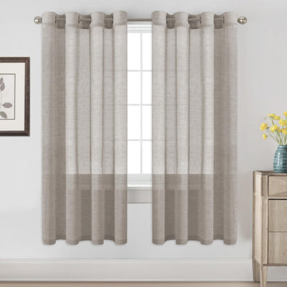 H.VERSAILTEX Natural Linen Sheer Curtains 84" 2 Panels Grommet