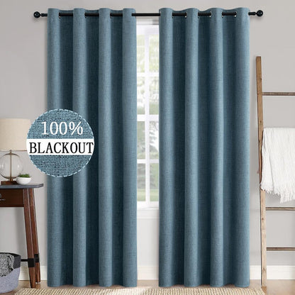 MIULEE 100% Blackout Linen Curtains for Bedroom 52x84 Inches Natural Beige