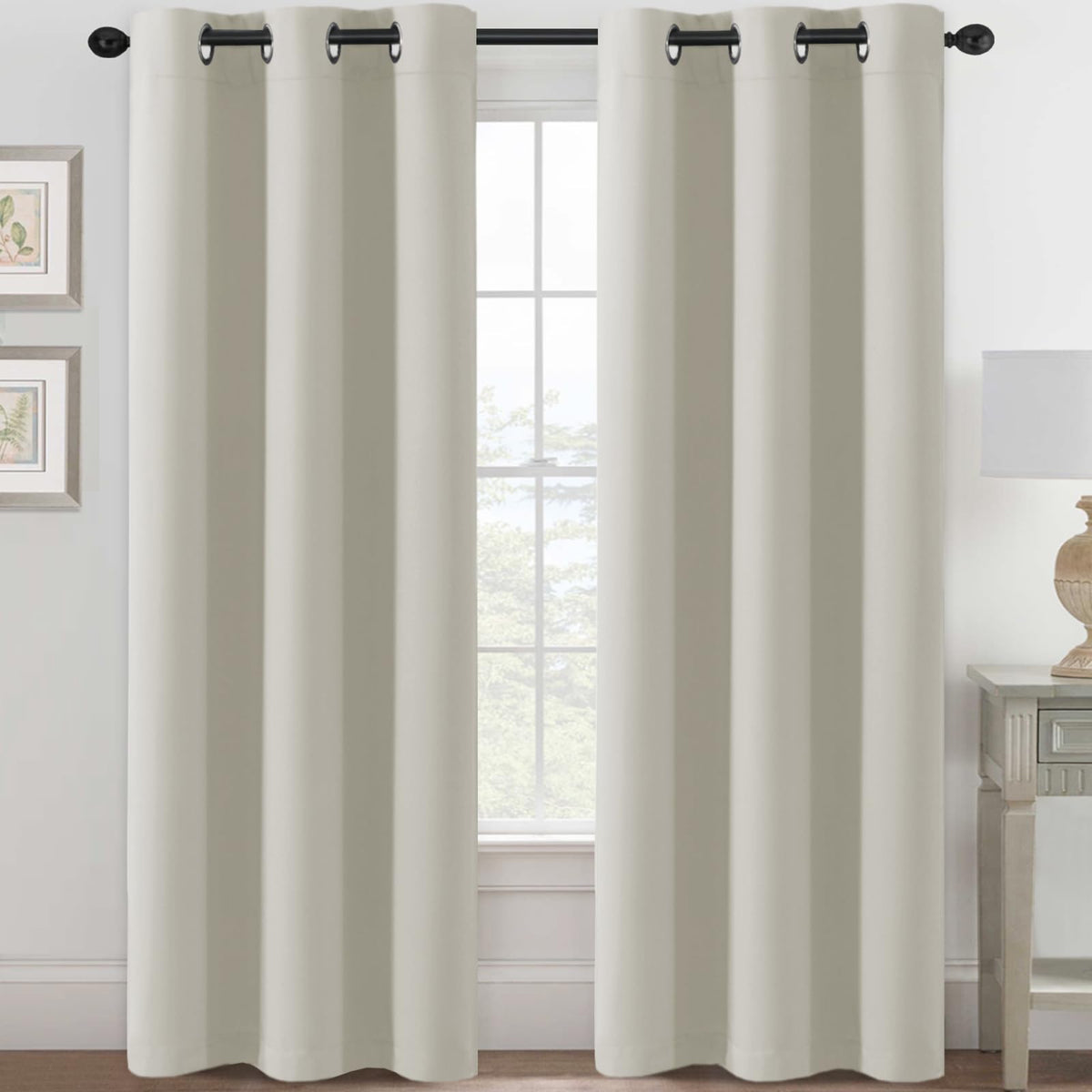 H.VERSAILTEX Blackout Curtains for Bedroom Thermal Insulated Room Darkening Living Room Curtains 63 Inch Long Grommet Privacy Protection Window Curtain Panels/Drapes for Nursery,2 Panels,Ivory/Cream