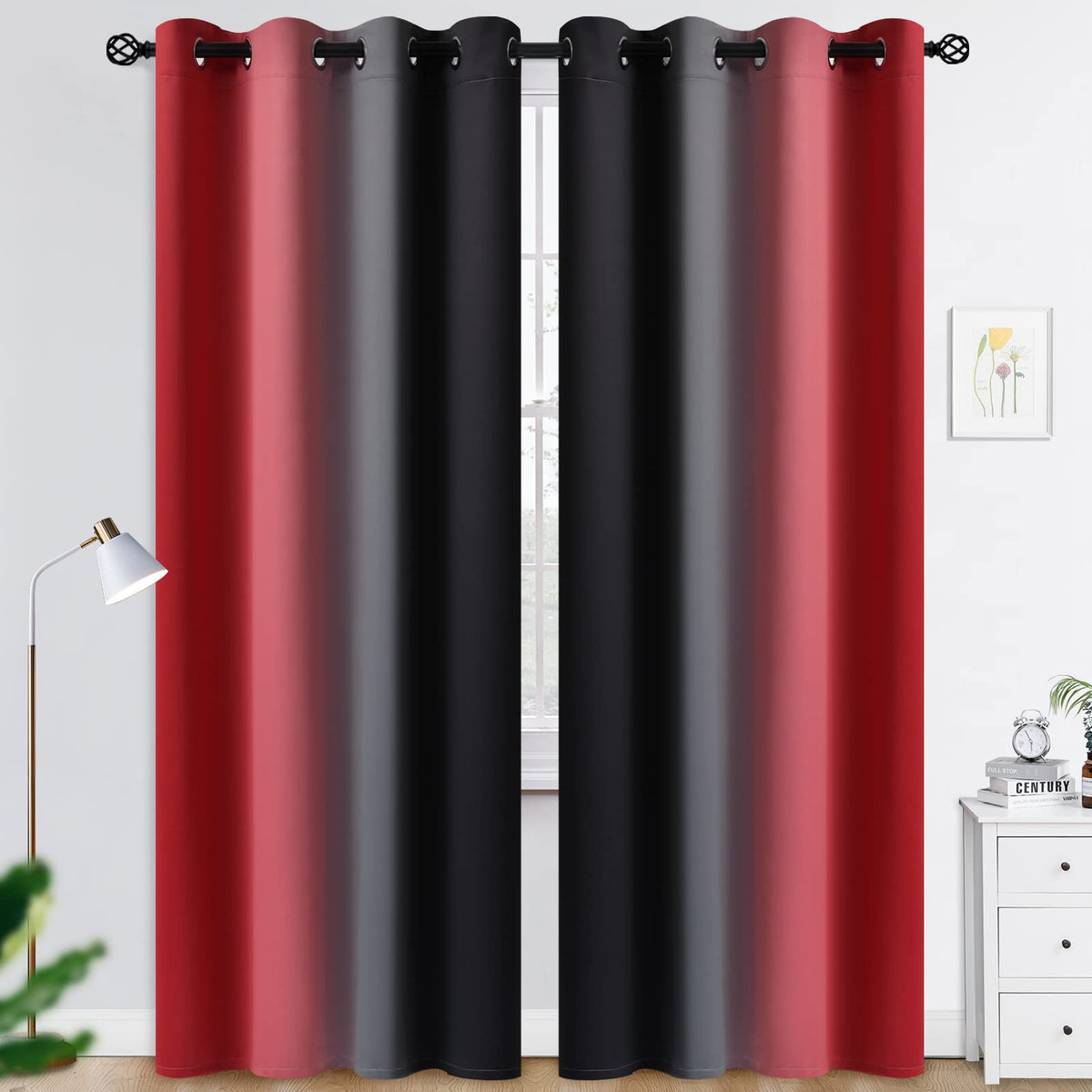 COSVIYA Grommet Room Darkening Ombre Purple Curtains W52xL63 inch