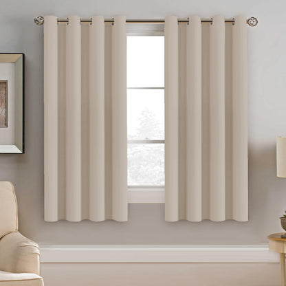 H.VERSAILTEX Blackout Curtains for Bedroom Thermal Insulated Room Darkening Living Room Curtains 63 Inch Long Grommet Privacy Protection Window Curtain Panels/Drapes for Nursery,2 Panels,Ivory/Cream