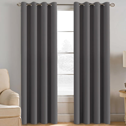 H.VERSAILTEX 100% Blackout Curtains for Bedroom Black Out Curtains 96 inch Thermal Insulated Long Blackout Curtains for Living Room, Energy Saving Curtains for Patio Door Grommet (1 Panel, Jet Black)