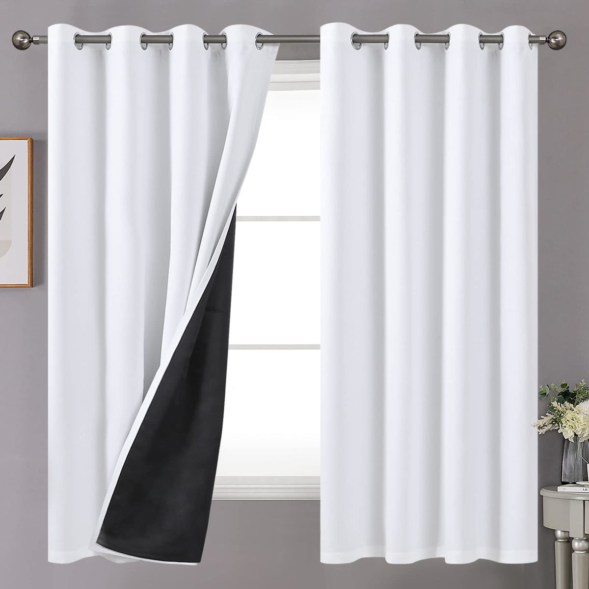 YoungsTex Black Blackout Curtains for Bedroom, Thermal Drapes Heat Blocking