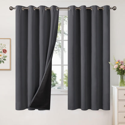 YoungsTex Black Blackout Curtains for Bedroom, Thermal Drapes Heat Blocking