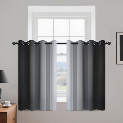 Yakamok Ombre Curtains Blue and Greyish White for Living Room,52Wx84L
