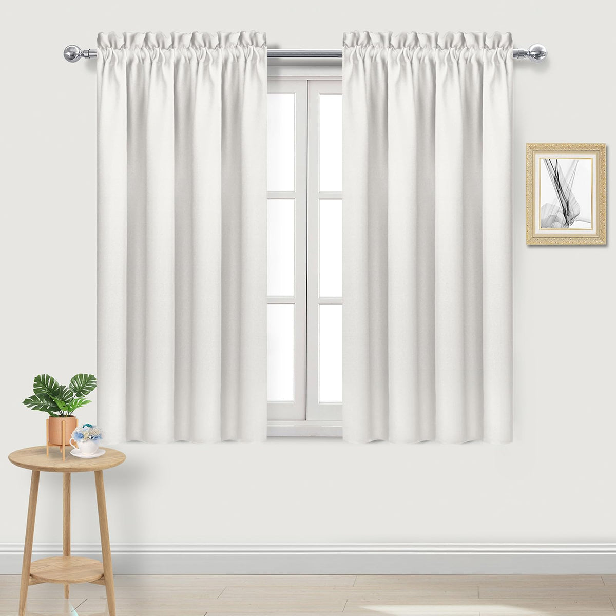 DWCN Blackout Curtains for Bedroom Living Room 42 x 63 Inch Long Black