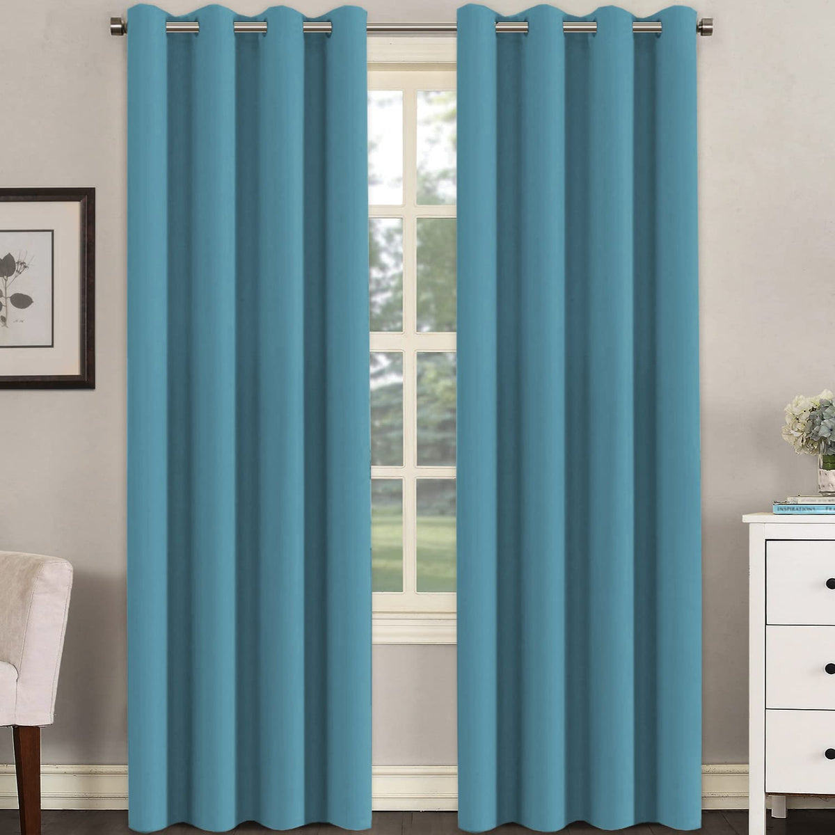 H.VERSAILTEX Blackout Curtains for Bedroom Thermal Insulated Room Darkening Living Room Curtains 63 Inch Long Grommet Privacy Protection Window Curtain Panels/Drapes for Nursery,2 Panels,Ivory/Cream