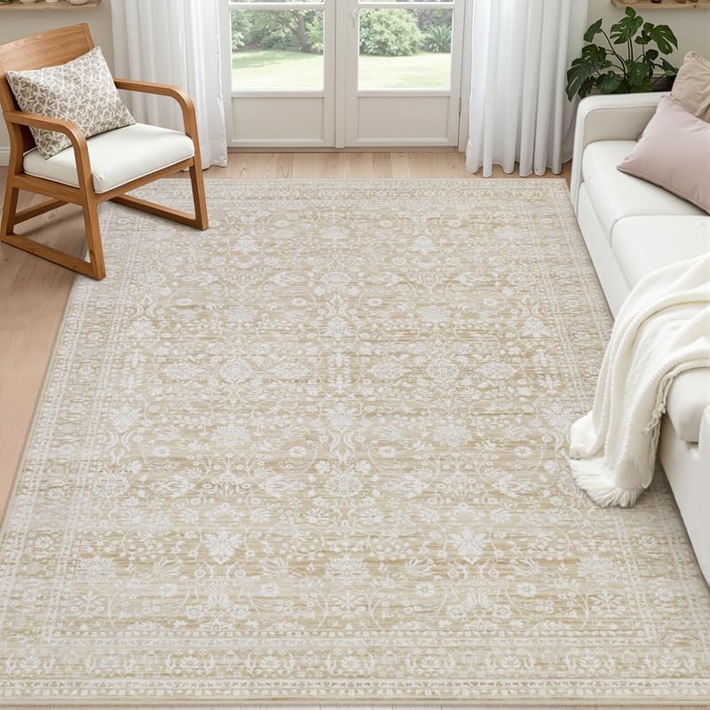 8x10 Area Rugs Living Room: Bedroom Neutral Washable Carpet Beige