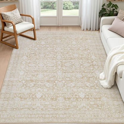 8x10 Area Rugs Living Room: Bedroom Neutral Washable Carpet Beige