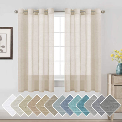 H.VERSAILTEX Natural Linen Sheer Curtains 84" 2 Panels Grommet