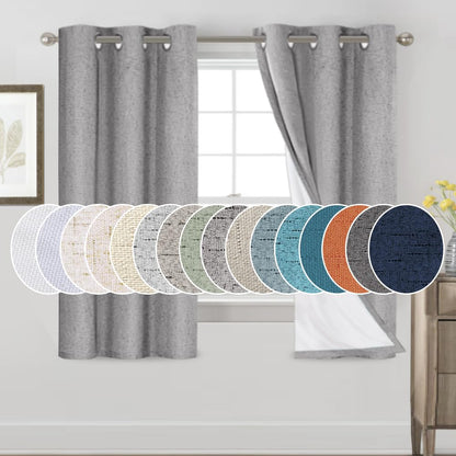 PrinceDeco Natural Linen Curtains 100% Blackout Linen Curtains for Bedroom Full Blackout Curtains 84 Inches Long Living Room Thermal Insulated Light Blocking Curtain Drapes White Backing, 2 Panels