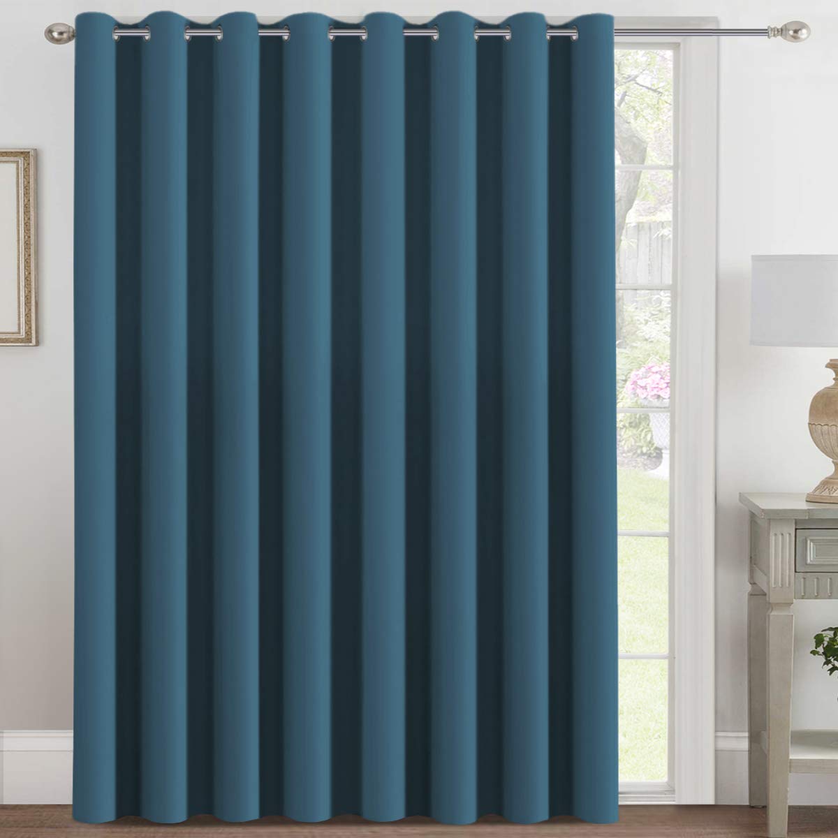 H.VERSAILTEX 100% Blackout Curtains for Bedroom Black Out Curtains 96 inch Thermal Insulated Long Blackout Curtains for Living Room, Energy Saving Curtains for Patio Door Grommet (1 Panel, Jet Black)