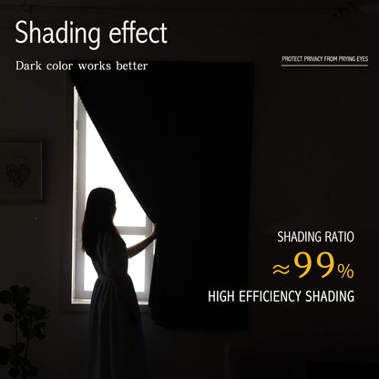Adhesive Blackout Curtains- Self Stick Shades Window Blinds Curtains No Rod Needed Easy to Hang Curtains, Use for Bedroom, Living Room, Dining Room, Kitchen, Home Office, 35"W X 59"L, Black, 1 Panel
