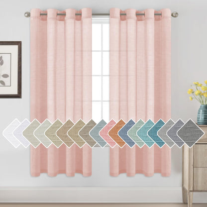 H.VERSAILTEX Natural Linen Sheer Curtains 84" 2 Panels Grommet