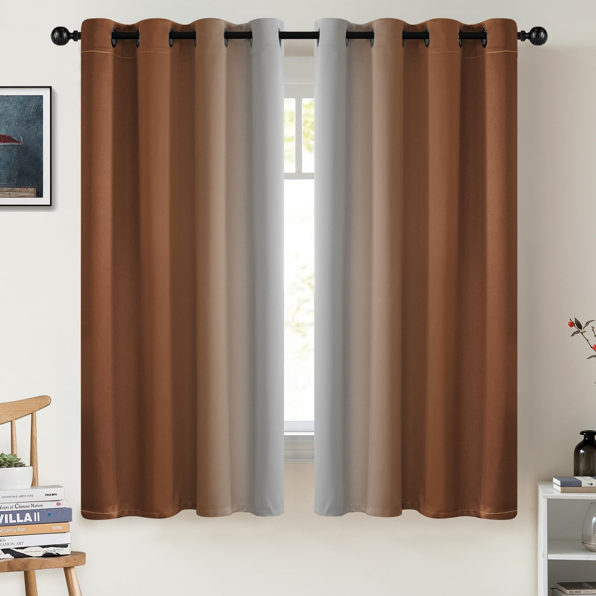 COSVIYA Grommet Room Darkening Ombre Purple Curtains W52xL63 inch