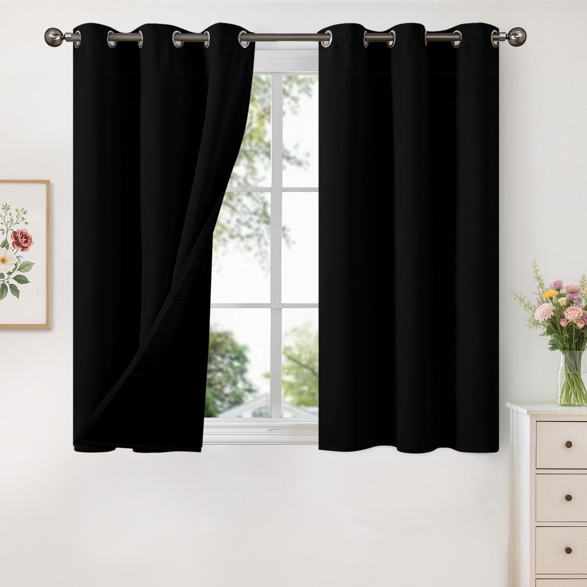 YoungsTex Black Blackout Curtains for Bedroom, Thermal Drapes Heat Blocking