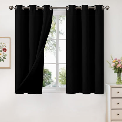 YoungsTex Black Blackout Curtains for Bedroom, Thermal Drapes Heat Blocking