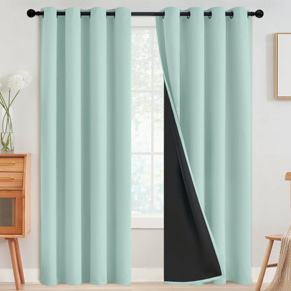 SimpleHome Cream 100% Blackout Curtains Room Darkening Living Room 84 Inch