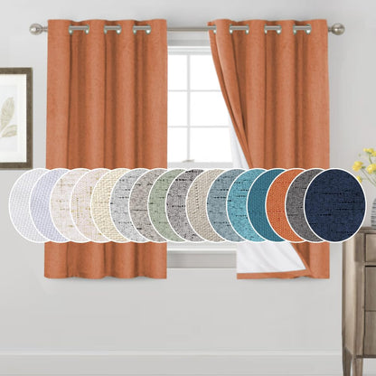PrinceDeco Natural Linen Curtains 100% Blackout Linen Curtains for Bedroom Full Blackout Curtains 84 Inches Long Living Room Thermal Insulated Light Blocking Curtain Drapes White Backing, 2 Panels
