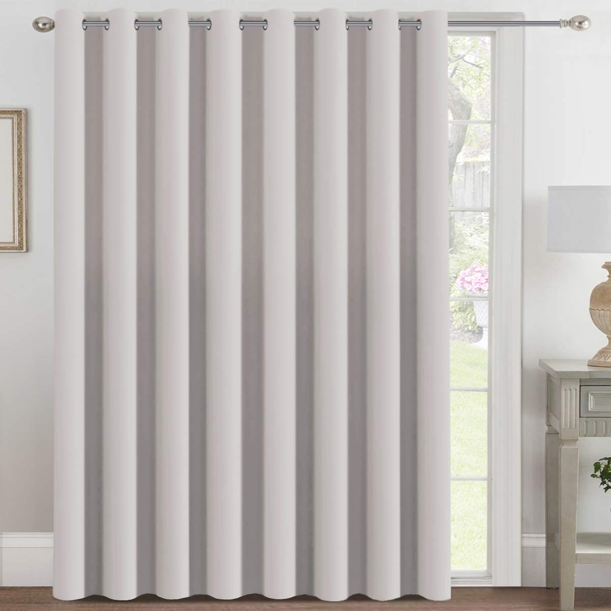 H.VERSAILTEX 100% Blackout Curtains for Bedroom Black Out Curtains 96 inch Thermal Insulated Long Blackout Curtains for Living Room, Energy Saving Curtains for Patio Door Grommet (1 Panel, Jet Black)