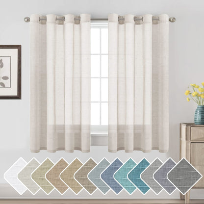 H.VERSAILTEX Natural Linen Sheer Curtains 84" 2 Panels Grommet