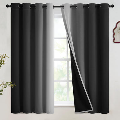 SimpleHome Ombre Black to Grey White Curtains for Living Room 52Wx84L