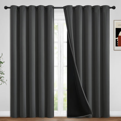 Yakamok Burgundy Red Blackout Curtains 84 inches Long for Bedroom 38" Wide