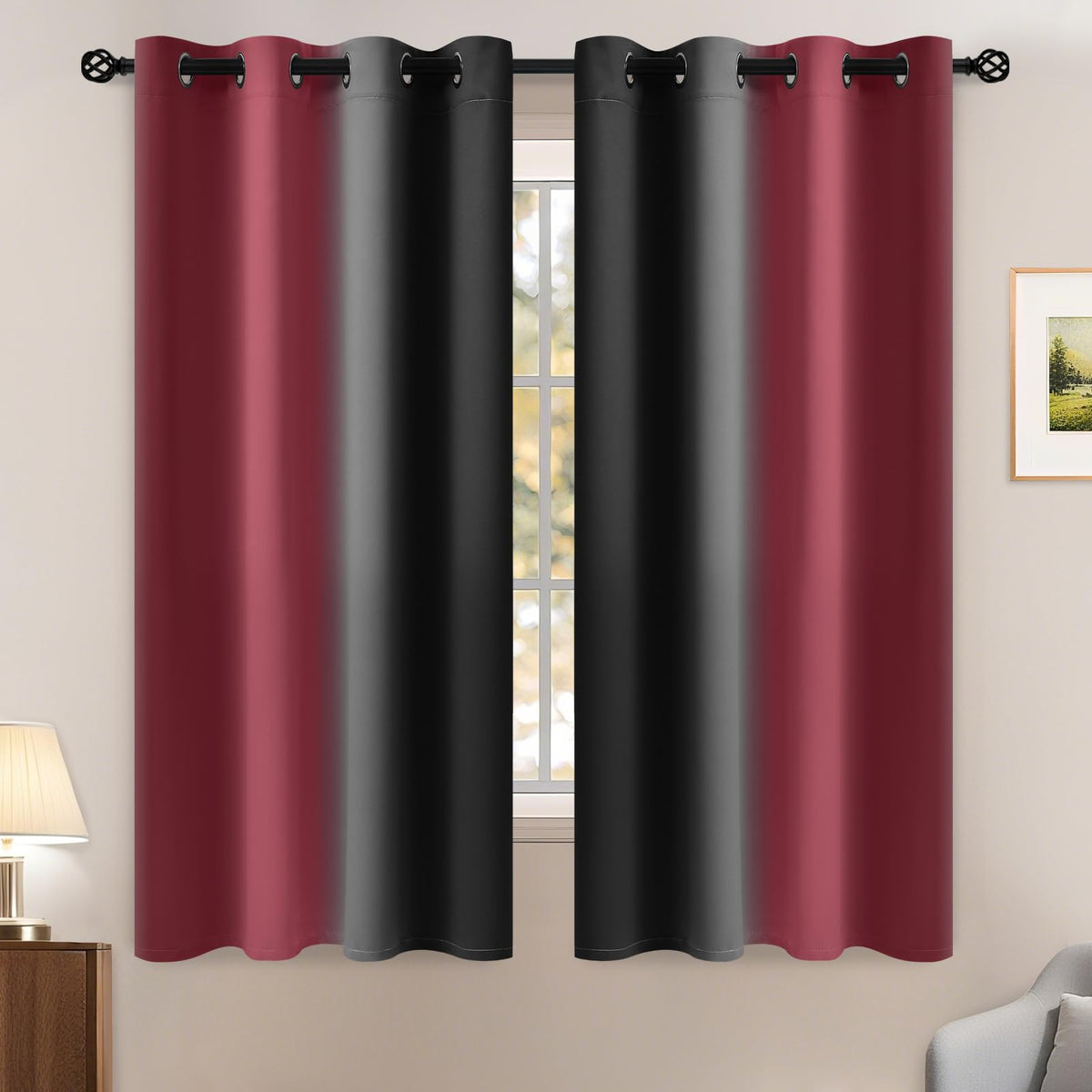Yakamok Ombre Curtains Blue and Greyish White for Living Room,52Wx84L