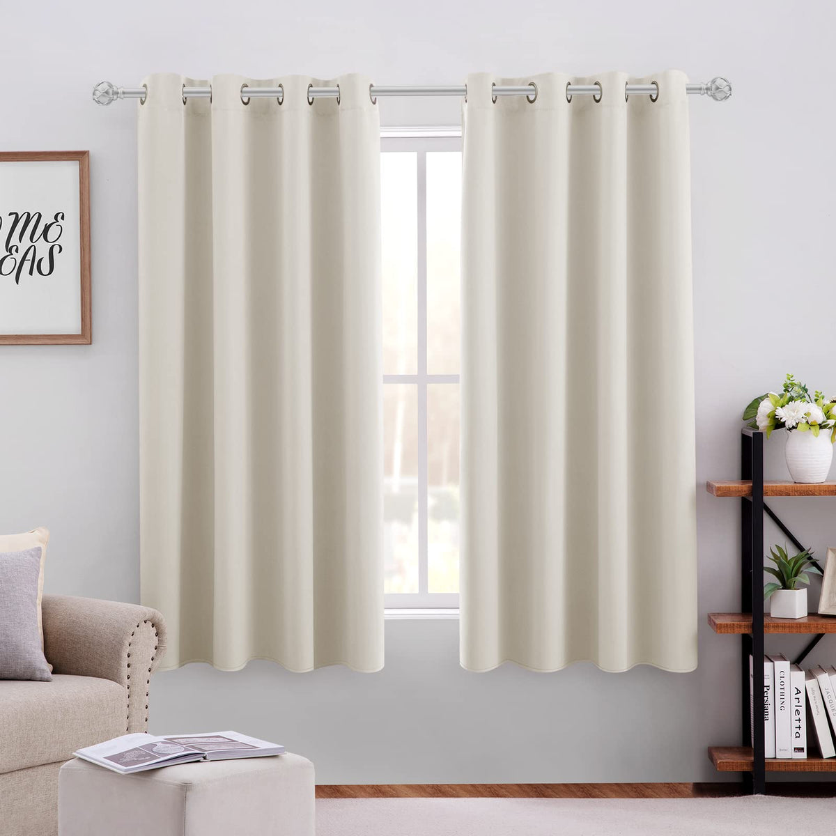 HOMEIDEAS Blackout Curtains for Bedroom 52 X 84 Inch Long 2 Panels Set Light Grey/Gray Room Darkening Curtains/Drapes, Soundproof Thermal Grommet Window Curtains for Living Room