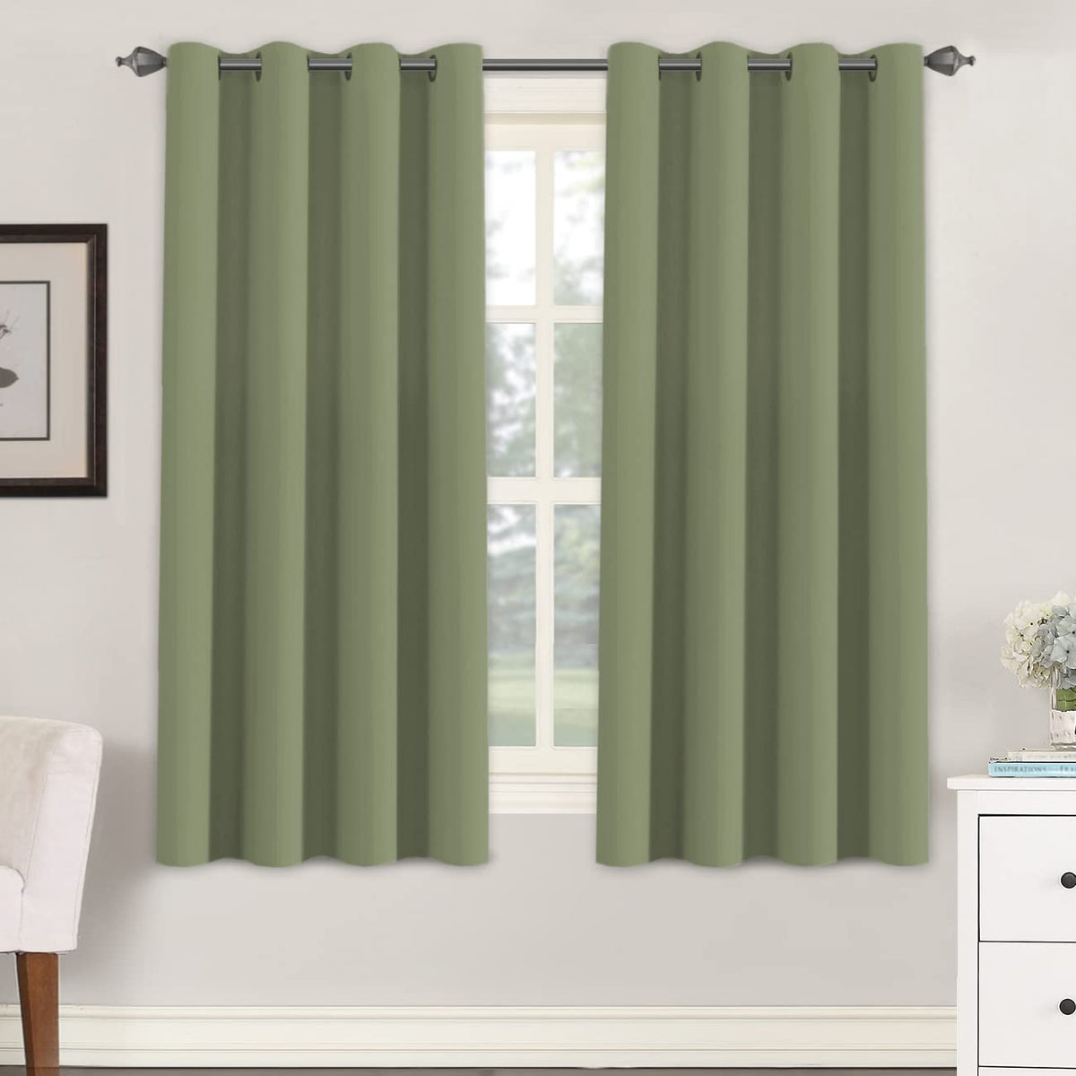 H.VERSAILTEX Blackout Curtains for Bedroom Thermal Insulated Room Darkening Living Room Curtains 63 Inch Long Grommet Privacy Protection Window Curtain Panels/Drapes for Nursery,2 Panels,Ivory/Cream
