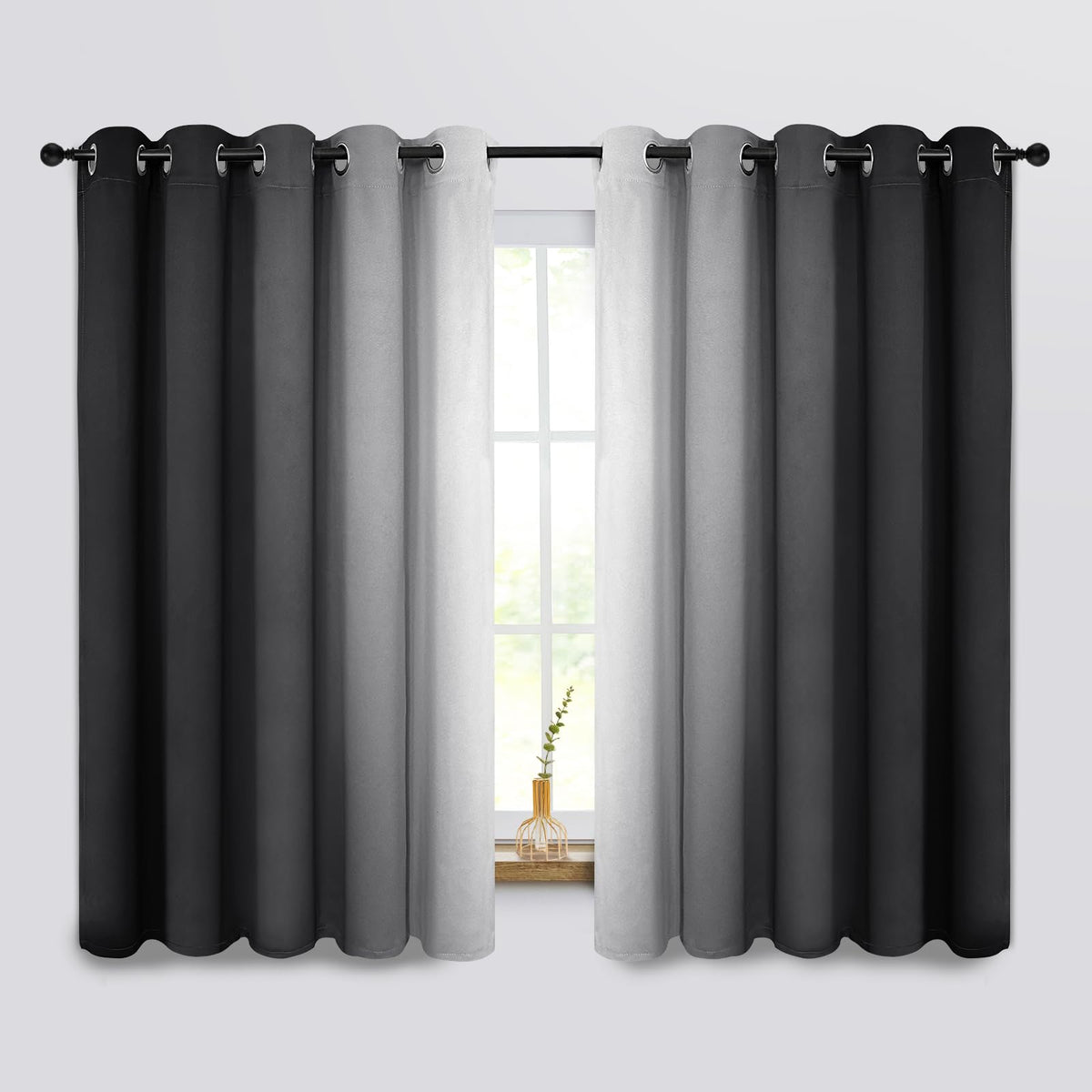 COSVIYA Grommet Room Darkening Ombre Purple Curtains W52xL63 inch