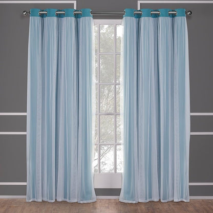 TOWN & COUNTRY LUXE Talia Double Layer Indoor Curtains, Sheer and Room Darkening Blackout, Grommet Top, Energy Efficient, 2-Pack Set, 52"x84", Rose Blush
