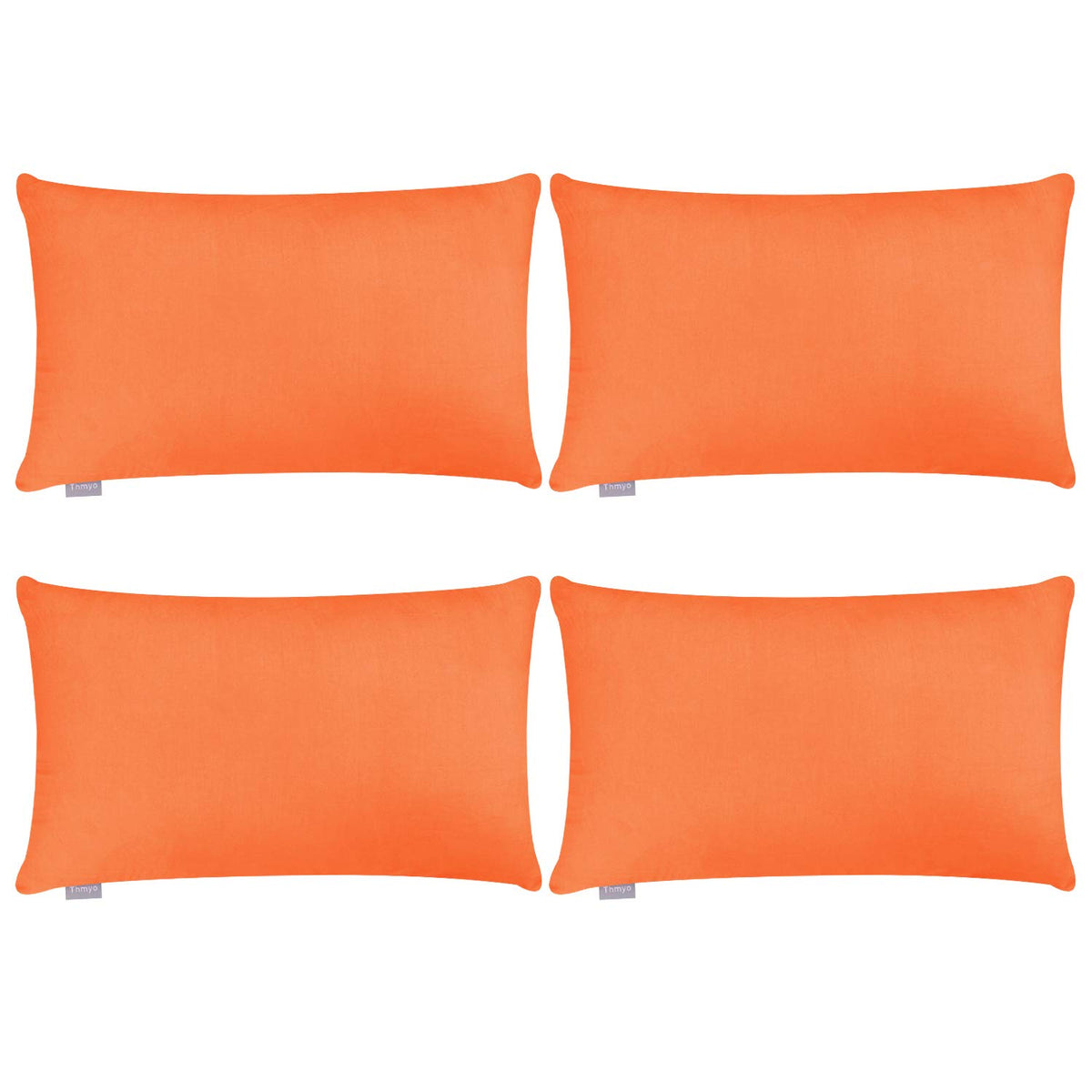 Thmyo 4-Pack 100% Cotton Solid Decorative Throw Pillow Case 18x18 Orange