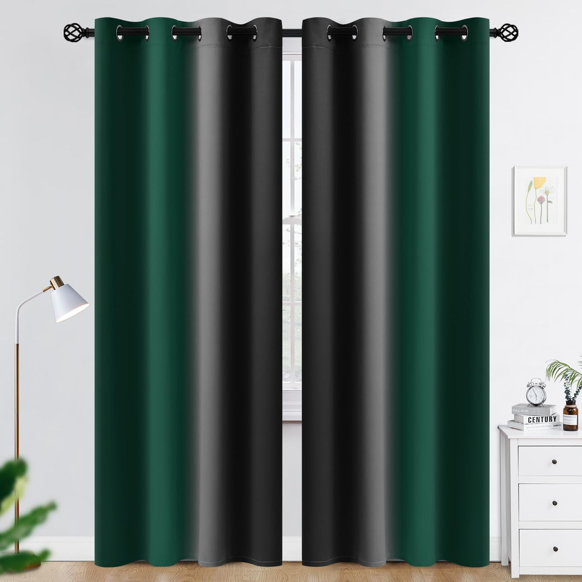 COSVIYA Grommet Room Darkening Ombre Purple Curtains W52xL63 inch