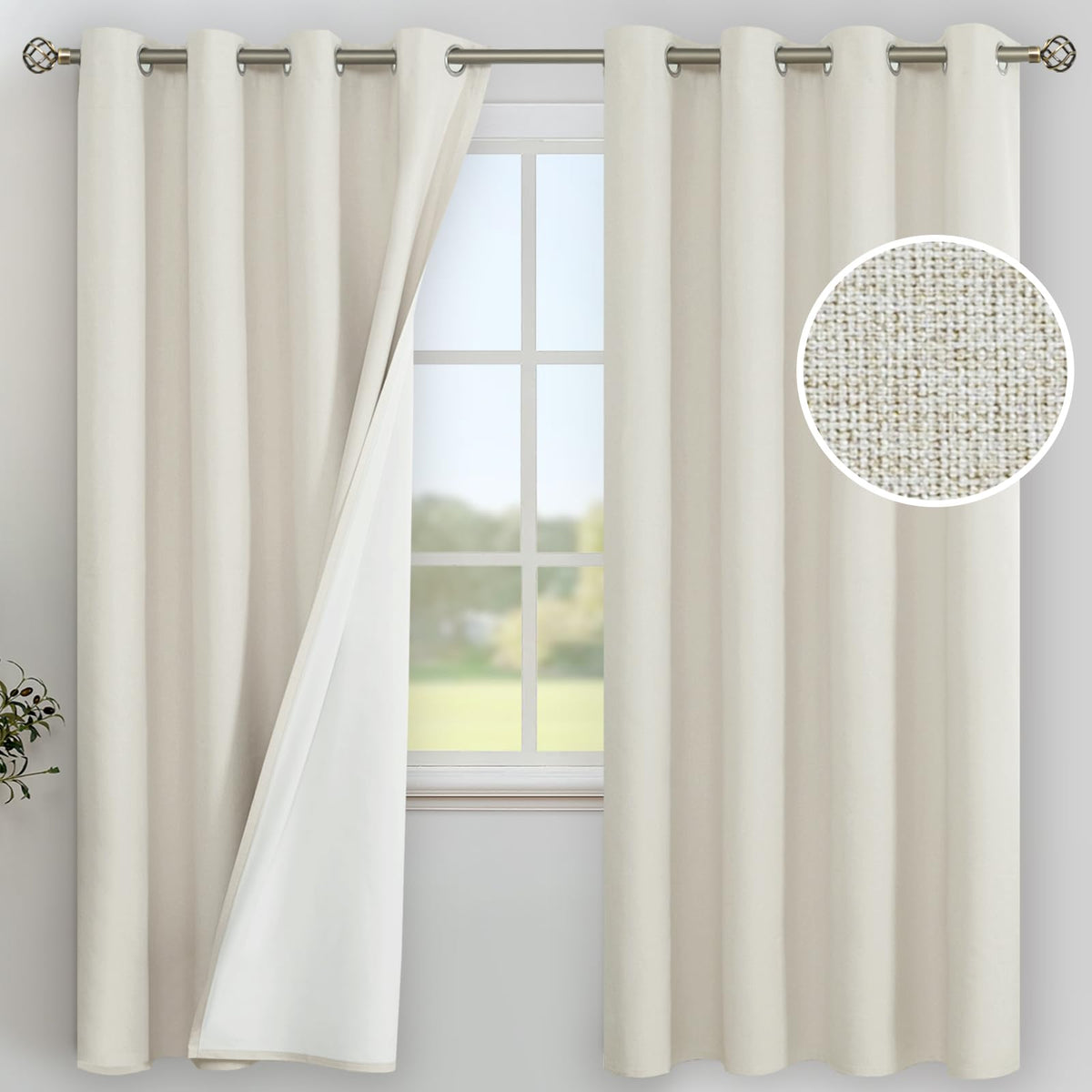 YoungsTex Black Blackout Curtains for Bedroom, Thermal Drapes Heat Blocking